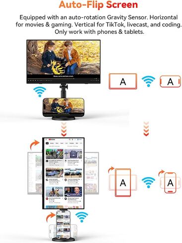 15.6" 1080P Wireless Portable Monitor Battery-Powered with Magnetic Stand in Kuwait