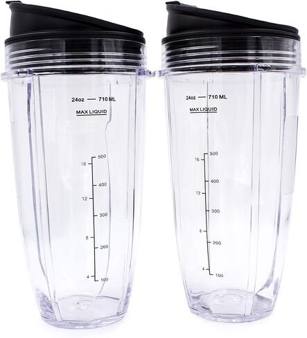 Replacement Blender Cup with Lid (2 Pack) 24 Oz Cups For Ninja Auto iQ BL480 BL482 BL642 BL682 BL450 BN401 BN751 BN801 Foodi SS351 SS151 SS401 Ninja Blender Auto iQ Blade in Kuwait