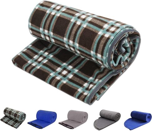 REDCAMP Thicker Fleece Sleeping Bag Liner for Adult, Brown Plaid in Kuwait