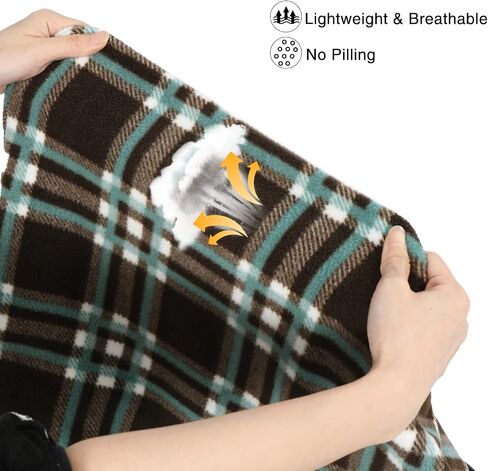 REDCAMP Thicker Fleece Sleeping Bag Liner for Adult, Brown Plaid in Kuwait