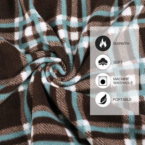 REDCAMP Thicker Fleece Sleeping Bag Liner for Adult, Brown Plaid in Kuwait