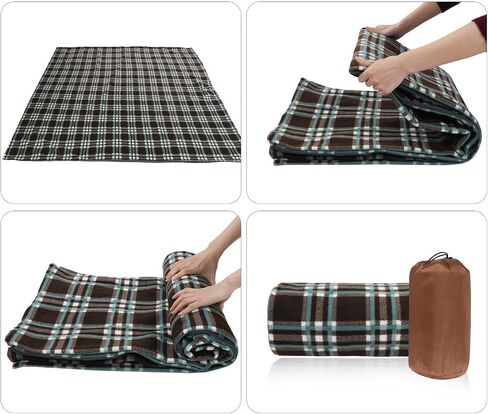 REDCAMP Thicker Fleece Sleeping Bag Liner for Adult, Brown Plaid in Kuwait
