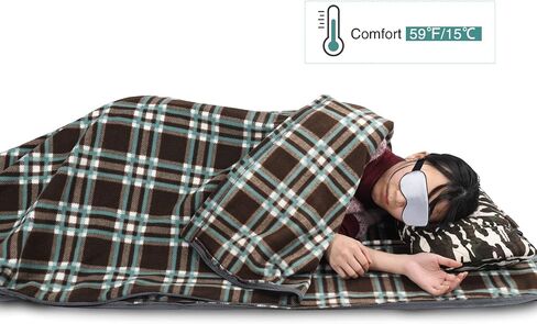 REDCAMP Thicker Fleece Sleeping Bag Liner for Adult, Brown Plaid in Kuwait