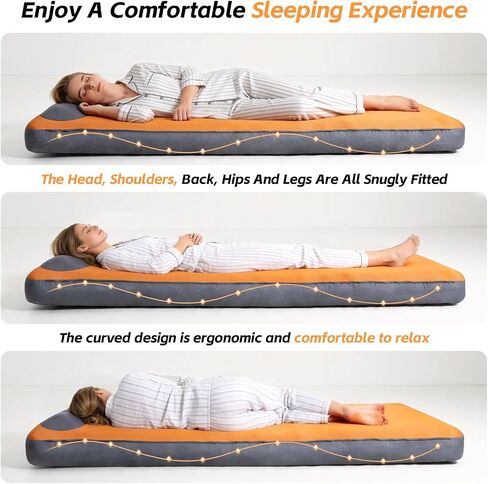 Sleeping Pad, 5.5" Thick Self Inflating Sleeping Pad with Electric Pump,4 Season Camping Mattress Pad with Built-in Pillow, Camping Essentials Gear for Hiking, Backpacking,Tent Use,Camping(Orange) in Kuwait