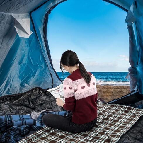 REDCAMP Thicker Fleece Sleeping Bag Liner for Adult, Brown Plaid in Kuwait