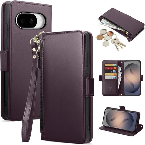 COBEAR for Samsung Galaxy S26 Plus Case Wallet, Pu Leather Flip Phone Case with Wrist Strap, Zipper Pocket, Kickstand, Women Men Phone Wallet Case with Card Holder for Samsumg S26 Plus,Wine Red in Kuwait
