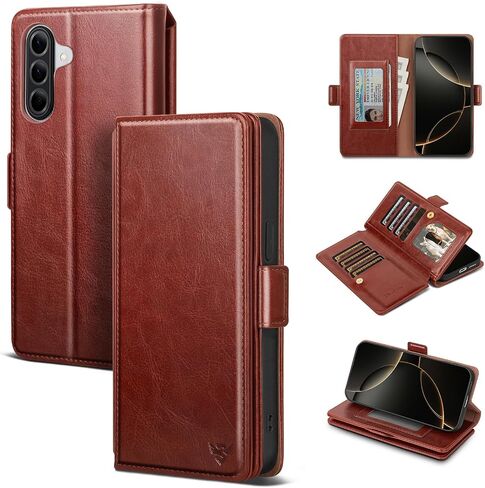 Compatible with Samsung Galaxy A17 5G/A26 5G Case Wallet with Card Holder Women Men,RFID Blocking PU Leather Phone Case Flip Shockproof Protector Cover Credit Card Slot Kickstand,Brown in Kuwait