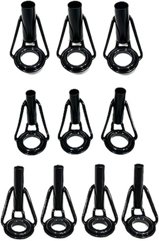 10 Pcs Fishing Rod Tip Repair Kit, Stainless Steel Guides Ring with Ring Replacement for Freshwater Saltwater Fishing Rods, Black in Saudi Arabia