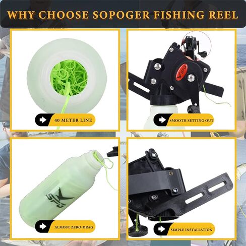 Bowfishing Reel for Recurve and Compound Bow, Bottle Style Bow Fishing Reel Kits with 40 Meters Smooth Dacron Line for Small and Big Fish (Fishing Reels Kits) in Kuwait