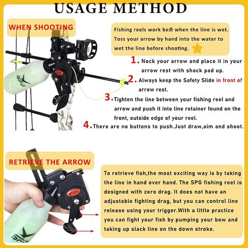 Bowfishing Reel for Recurve and Compound Bow, Bottle Style Bow Fishing Reel Kits with 40 Meters Smooth Dacron Line for Small and Big Fish (Fishing Reels Kits) in Kuwait