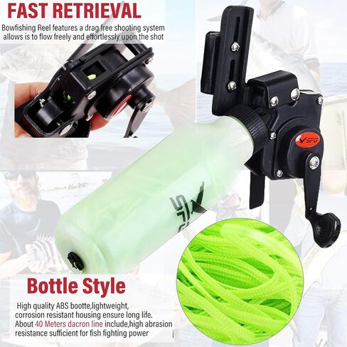 Bowfishing Reel for Recurve and Compound Bow, Bottle Style Bow Fishing Reel Kits with 40 Meters Smooth Dacron Line for Small and Big Fish (Fishing Reels Kits) in Kuwait