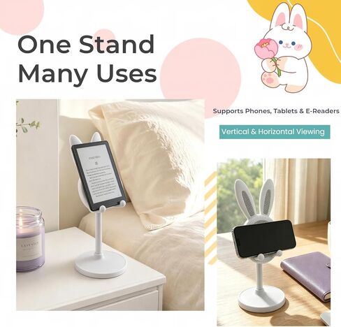 Cute White Bunny Desk Phone Stand, Adjustable Phone Holder with Stable Base in Kuwait