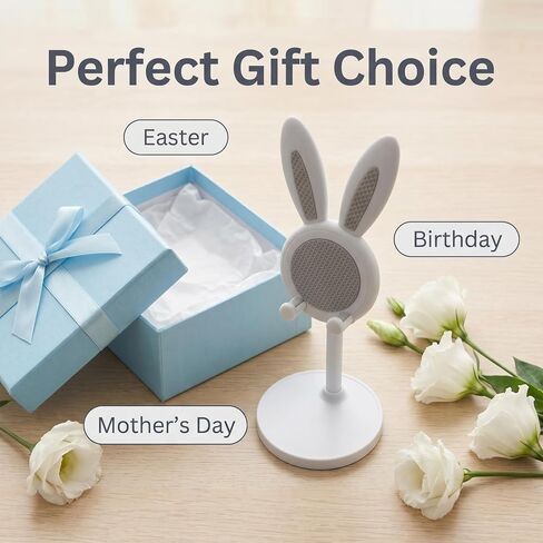 Cute White Bunny Desk Phone Stand, Adjustable Phone Holder with Stable Base in Kuwait