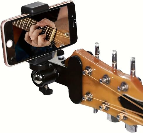 Portable Guitar Phone Holder, Adjustable Clamp, Black, Durable, Single Unit in Kuwait