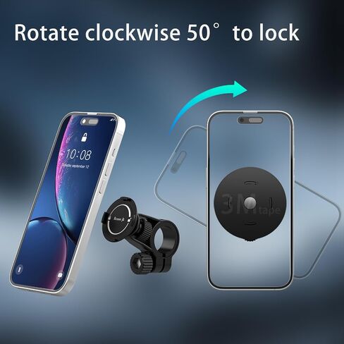 Handlebar Phone Holder, Bicycle Motorcycle Phone Mount, Mini Size | Secure Buckle Lock | Snap-fit Locking, Bracket fit for 22-32mm Handlebar and Ring Sticks to Phone Cover in Kuwait