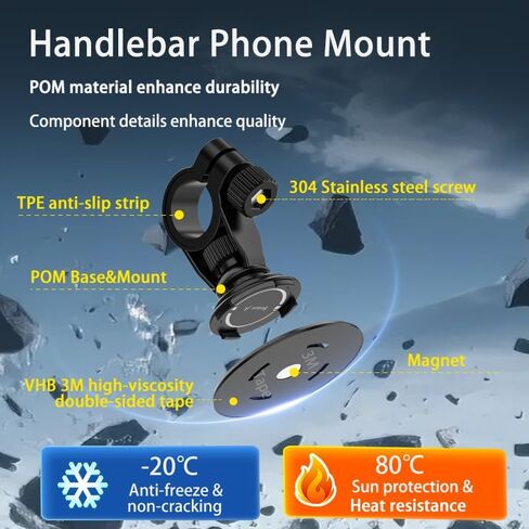 Handlebar Phone Holder, Bicycle Motorcycle Phone Mount, Mini Size | Secure Buckle Lock | Snap-fit Locking, Bracket fit for 22-32mm Handlebar and Ring Sticks to Phone Cover in Kuwait