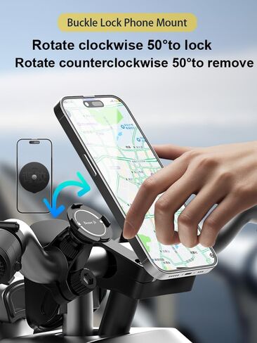 Handlebar Phone Holder, Bicycle Motorcycle Phone Mount, Mini Size | Secure Buckle Lock | Snap-fit Locking, Bracket fit for 22-32mm Handlebar and Ring Sticks to Phone Cover in Kuwait
