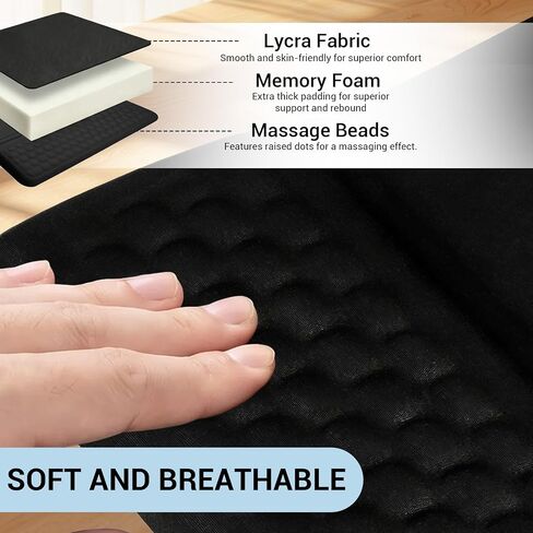 GarveeLife Ergonomic Memory Foam Keyboard and Mouse Wrist Rest Set – Massage Texture, Non-Slip Base, Ideal for Office, Gaming, Typing – Black – Desk Accessory – 2-Piece Set in Kuwait