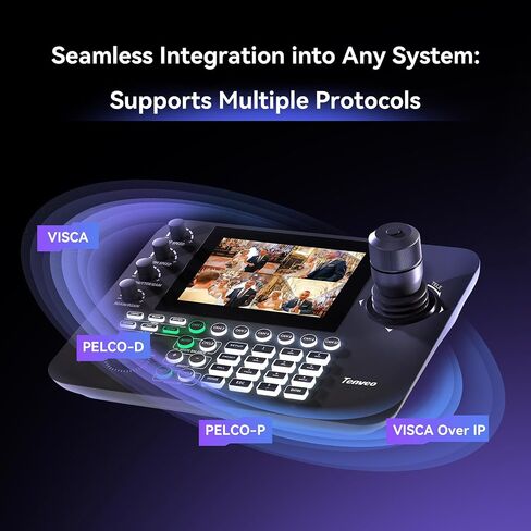 Tenveo 4K PTZ Camera and Controller Bundle/Kit - 4K NDI 6 & NDI HX3 PTZ Camera(2PCS) with 20X Zoom AI HDMI/USB3.0/LAN(PoE) and 7" LCD Quad-Screen 4D Joystick NDI PTZ Controller Kit for Live Streaming in Kuwait