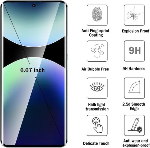 2+2 Pack 3D Screen Protector for Redmi Note 14 Pro+ 5G with Camera Lens Protector,3D Full Coverage HD Clear Scratch Resistant,Bubble-Free for Xiaomi Redmi Note 14 Pro Plus 5G Screen Protector in Kuwait