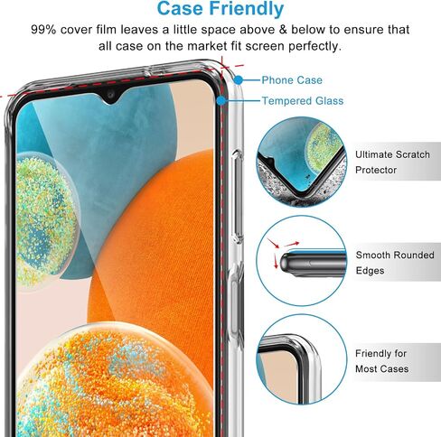 LYWHL 3 Pack for Samsung Galaxy A23 5G Screen Protector, Tempered Glass HD Clear 9H Hardness Protector Film for Galaxy A23 6.6", Anti Scratch Bubble Free Easy Install Case Friendly - Transparent in Kuwait