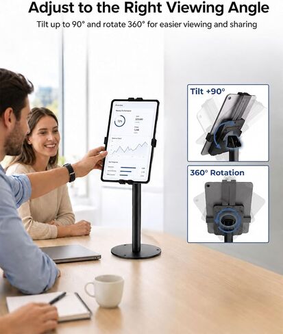 Anti-Theft Kiosk Tablet Stand Metal Tablet Desktop Holder for 7-11" iPad/for Samsung Galaxy Tab/for Kindle with 360° Swivel Locking Clamp Countertop POS Tablet Mount for Desk Black in Saudi Arabia
