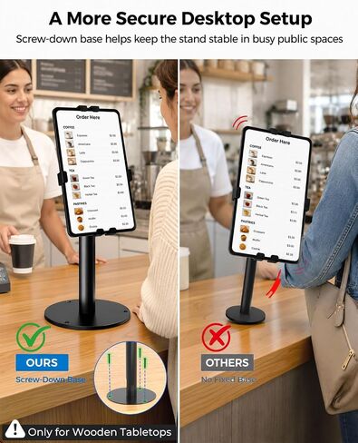 Anti-Theft Kiosk Tablet Stand Metal Tablet Desktop Holder for 7-11" iPad/for Samsung Galaxy Tab/for Kindle with 360° Swivel Locking Clamp Countertop POS Tablet Mount for Desk Black in Saudi Arabia