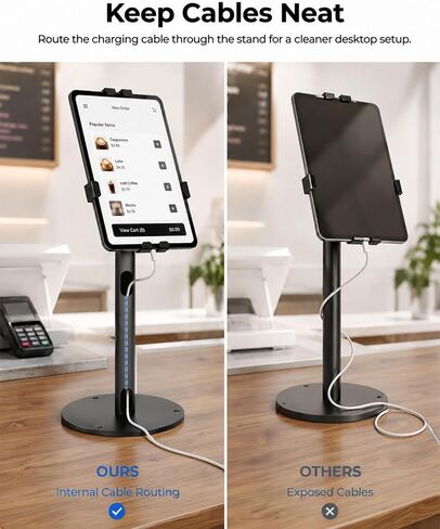 Anti-Theft Kiosk Tablet Stand Metal Tablet Desktop Holder for 7-11" iPad/for Samsung Galaxy Tab/for Kindle with 360° Swivel Locking Clamp Countertop POS Tablet Mount for Desk Black in Saudi Arabia