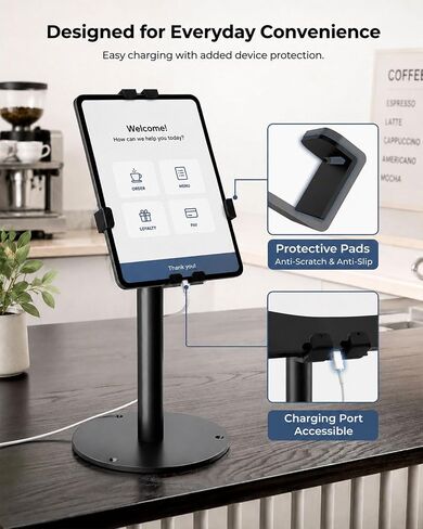 Anti-Theft Kiosk Tablet Stand Metal Tablet Desktop Holder for 7-11" iPad/for Samsung Galaxy Tab/for Kindle with 360° Swivel Locking Clamp Countertop POS Tablet Mount for Desk Black in Saudi Arabia