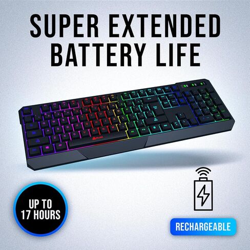 KLIM Blaze & Chroma Wireless Bundle - NEW 2024 - Wireless Gaming Keyboard and Mouse Combo - Responsive Durable Ergonomic - Backlit Keyboard - RGB Gaming Mouse Wireless - Long-Lasting Built-in Battery in Kuwait