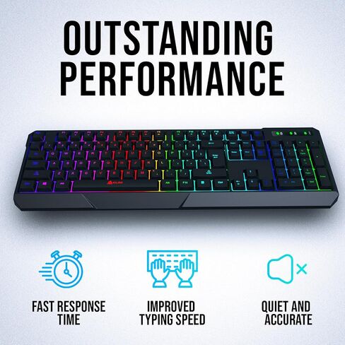 KLIM Blaze & Chroma Wireless Bundle - NEW 2024 - Wireless Gaming Keyboard and Mouse Combo - Responsive Durable Ergonomic - Backlit Keyboard - RGB Gaming Mouse Wireless - Long-Lasting Built-in Battery in Kuwait