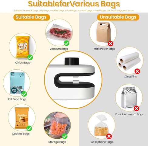 Upgraded 4 in 1 Mini Bag Sealer, Rechargeable Chip Bag Sealer Heat Seal with Cutter, Bottle Opener, Flash-light and Magnet, Portable Handheld Bag Resealer for Plastic Bags Snack & Food Storage in Saudi Arabia