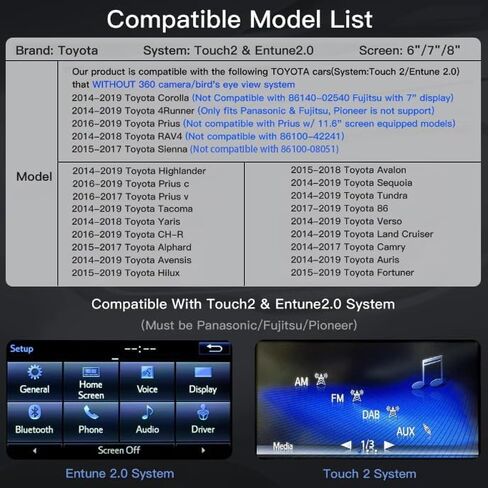 CARabc Wireless Carplay Android Auto Adapter for Toyota with Entune2.0 2014-2019, Fits for Tundra/Highlander/RAV4/Tacoma/Camry/Corolla/Avalon/Prius/CH-R/Sienna in Saudi Arabia