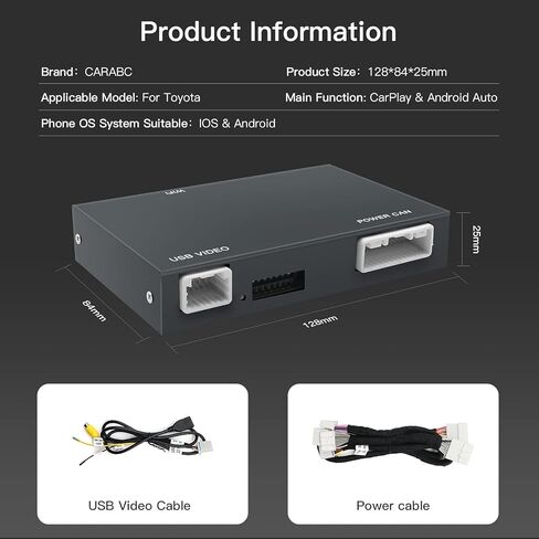 CARabc Wireless Carplay Android Auto Adapter for Toyota with Entune2.0 2014-2019, Fits for Tundra/Highlander/RAV4/Tacoma/Camry/Corolla/Avalon/Prius/CH-R/Sienna in Saudi Arabia