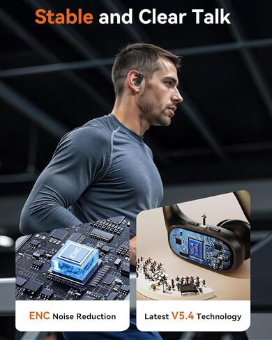 LEEMC Wireless Earbuds, Bluetooth Headphones 5.4, 80Hr Playtime Ear Buds with Hooks for Sports, Noise Canceling, LED Display, IPX7 Waterproof Earphones for Workout Running, Onyx in Saudi Arabia