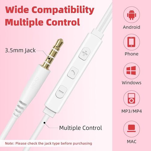 ibrain Air Tube Headset with 3.5mm Jack Air Tube Over-Ear Headphones Wired Airtube Earphones with Microphone Volume Control – White in Kuwait