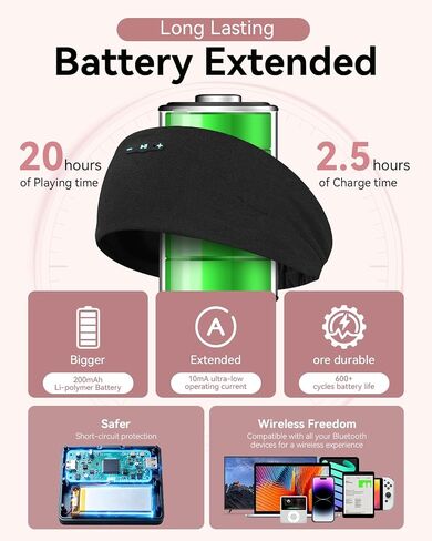 2-in-1 Sleep Headphones Bluetooth 6.0 Headband in Kuwait