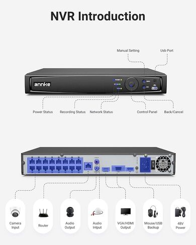 ANNKE 12MP 8CH PoE Network Video Recorder for Security IP Camera, No HDD in Kuwait