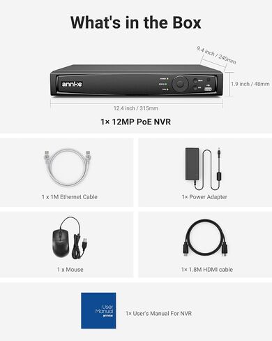 ANNKE 12MP 8CH PoE Network Video Recorder for Security IP Camera, No HDD in Kuwait