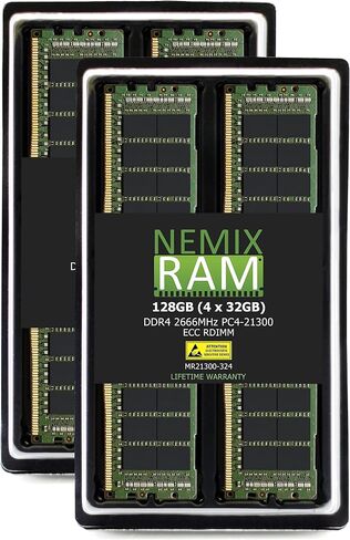 NEMIX RAM 64GB (4X16GB) DDR4 2666MHz PC4-21300 1Rx4 1.2V CL19 288-PIN ECC RDIMM Registered Server Memory KIT Compatible with Synology SA3400 NAS in Kuwait