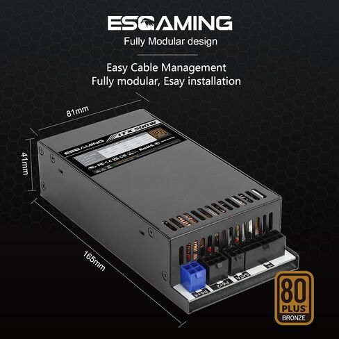 500W 1U/Flex ATX/Mini ITX Power Supply, 80+ Bronze Certified Fully Modular Active PFC Full Range 90-264V PSU, Suitable for Mini Server NAS HTPC Rackmount PSU in Kuwait