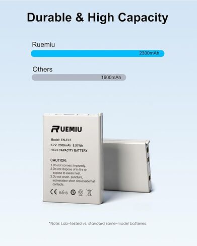 2-Pack Upgraded 2300mAh EN-EL5 Battery for Nikon in Kuwait