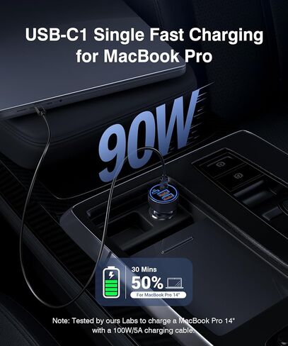 [2-Pack] 2026 Updated USB C Car Charger, 4-Port 90W Super Fast Charging Cigarette Lighter Adapter, Dual USB-C & USB-A Car Phone Charger for iPhone 17/16/15/14/13, iPad, Samsung Galaxy S25 S24/S23 in Kuwait