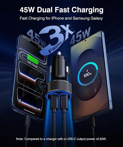 [2-Pack] 2026 Updated USB C Car Charger, 4-Port 90W Super Fast Charging Cigarette Lighter Adapter, Dual USB-C & USB-A Car Phone Charger for iPhone 17/16/15/14/13, iPad, Samsung Galaxy S25 S24/S23 in Kuwait