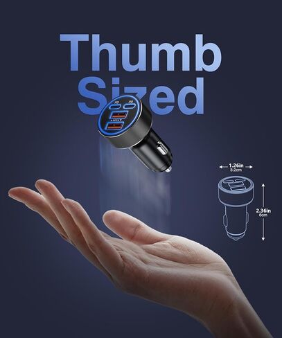 [2-Pack] 2026 Updated USB C Car Charger, 4-Port 90W Super Fast Charging Cigarette Lighter Adapter, Dual USB-C & USB-A Car Phone Charger for iPhone 17/16/15/14/13, iPad, Samsung Galaxy S25 S24/S23 in Kuwait