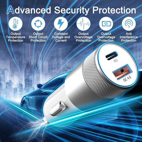Fast Car Charger, 48W Dual Port USB A&USB C Car Charger Adapter with Cable in Kuwait