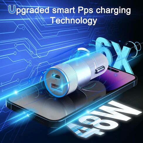 Fast Car Charger, 48W Dual Port USB A&USB C Car Charger Adapter with Cable in Kuwait
