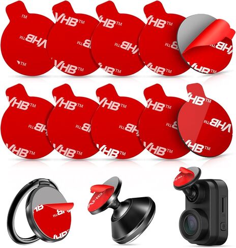 volport 10 Pcs Sticky Adhesive Pads for Car Magnetic Phone Holder, 1 inch Round Double Sided Tape Replacement for Dashboard Cell Phone Mount & Mini Dash Cam Base, Strong 25mm Heat Resistant Sticker in Kuwait