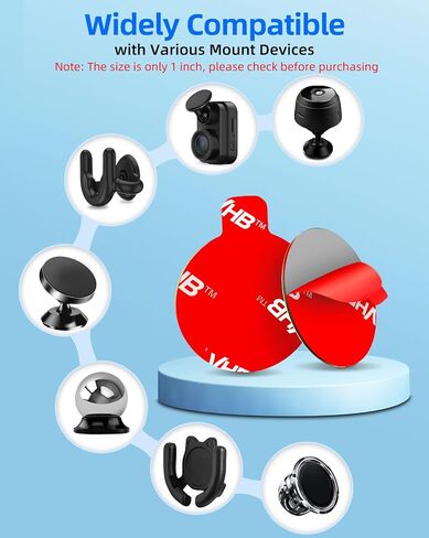 volport 10 Pcs Sticky Adhesive Pads for Car Magnetic Phone Holder, 1 inch Round Double Sided Tape Replacement for Dashboard Cell Phone Mount & Mini Dash Cam Base, Strong 25mm Heat Resistant Sticker in Kuwait