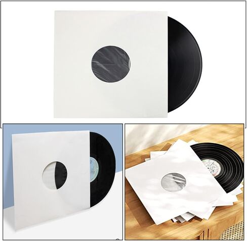 HEMOTON 6pcs White Po Material Vinyl Record Bags with Anti-Static Film Snug Fit Protective Sleeves for 12-inch Large Format Records to Prevent Data Damage in Kuwait